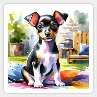 Watercolor Rat Terrier Puppies - Cute Puppy Sticker